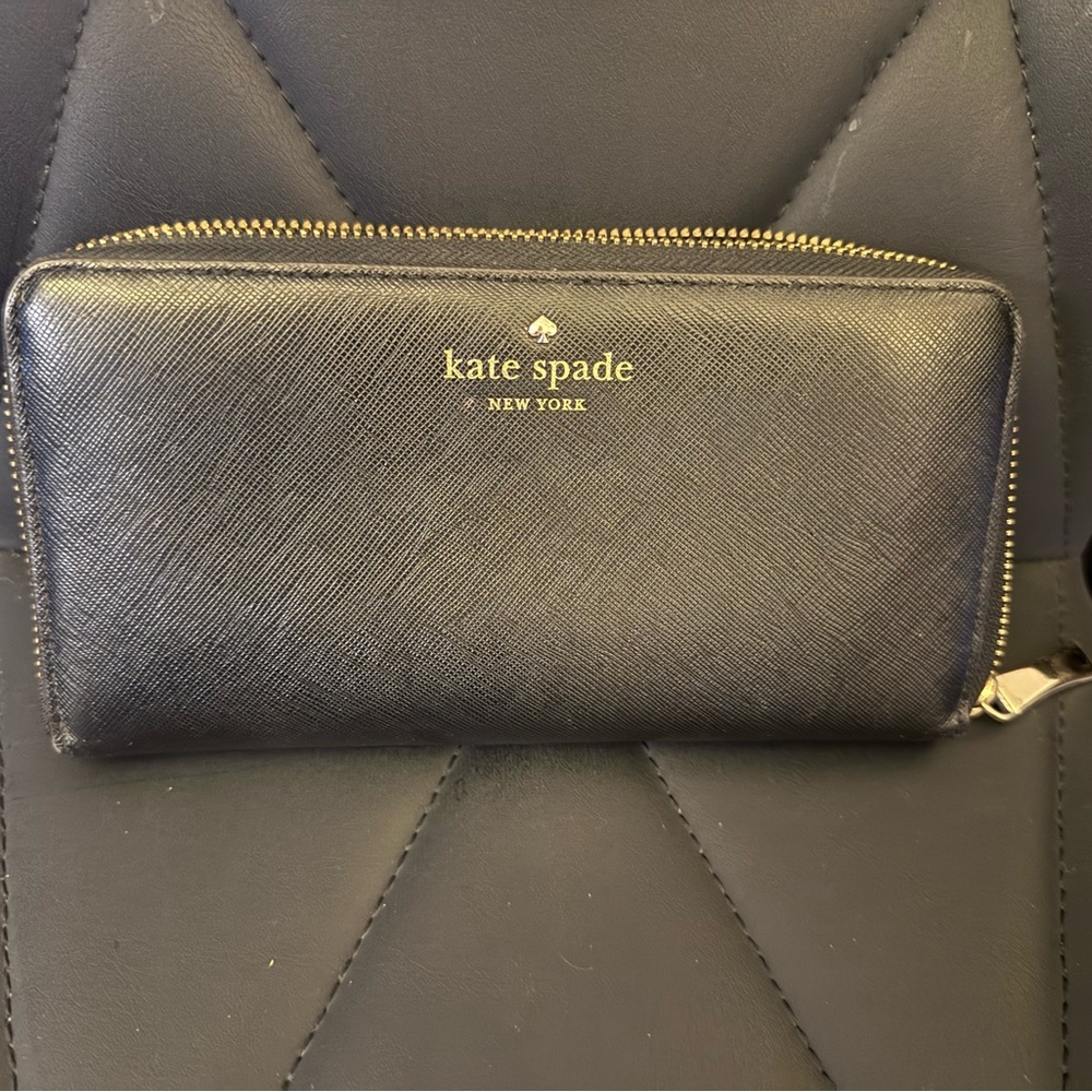 Kate Spade Black and Gold Polka Dot Wallet